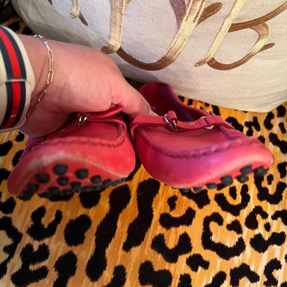 TOD’S Leather Driving Moccasins Loafers Reddish Pink - Picture 5 of 6